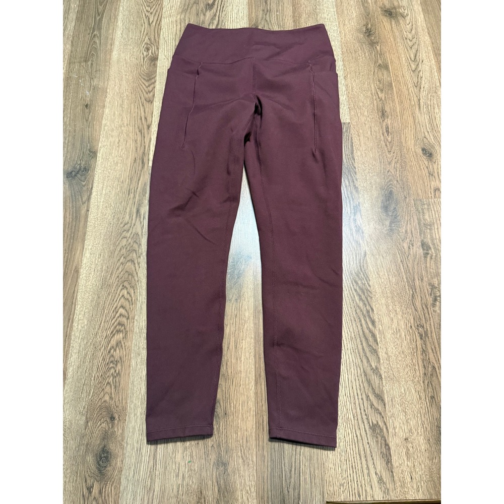Danskin Pants Womens Size M Maroon Yoga Pants High Rise Pockets Leggings